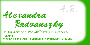 alexandra radvanszky business card